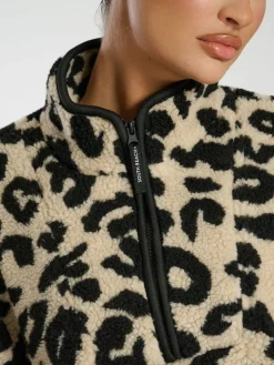 South Beach Natural Borg Quarter Zip Jacket Clearance