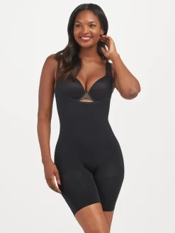 Spanx sculpt™ Seamless Power Open-Bust Mid-Thigh Bodysuit Black Best