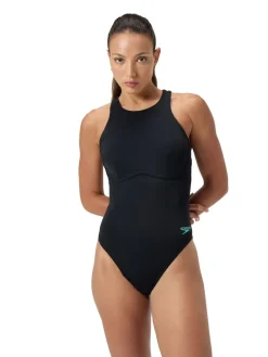 Speedo Black Racer Zip Swimsuit with Built in Swim Bra Outlet