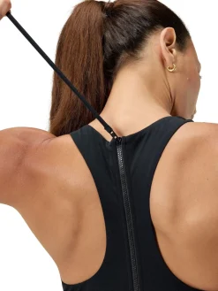 Speedo Black Racer Zip Swimsuit with Built in Swim Bra Outlet