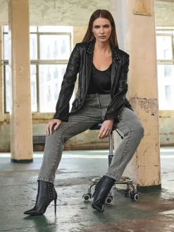 Star by Julien MacDonald Black PU Studded Collar Jacket Sale