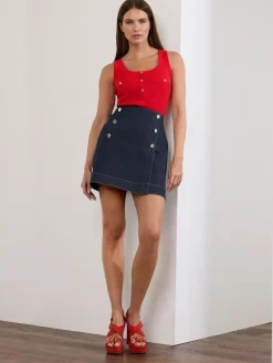 Star by Julien MacDonald Blue Wrap Denim Skirt New