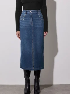 Star by Julien MacDonald Blue Eyelet Skirt Outlet