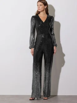 Star by Julien MacDonald Black Sequin Ombre Jumpsuit Sale