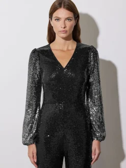 Star by Julien MacDonald Black Sequin Ombre Jumpsuit Sale