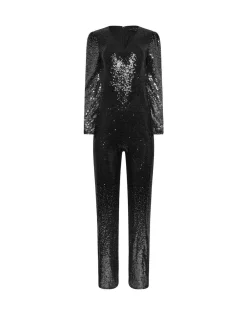 Star by Julien MacDonald Black Sequin Ombre Jumpsuit Sale