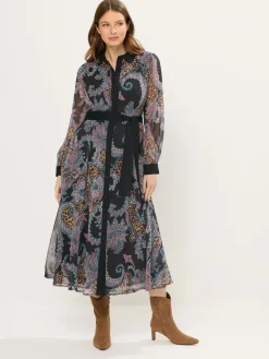 Star by Julien MacDonald Black Paisley Print Shirt Dress