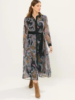 Star by Julien MacDonald Black Paisley Print Shirt Dress