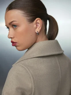 Next Stone Belted Coat with Faux Fur Detachable Collar New