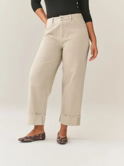 Next Boyfriend Hourglass Wide Leg Mid Rise Turn Up Jeans Stone Best