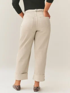 Next Boyfriend Hourglass Wide Leg Mid Rise Turn Up Jeans Stone Best