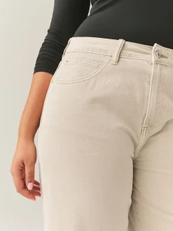 Next Boyfriend Hourglass Wide Leg Mid Rise Turn Up Jeans Stone Best