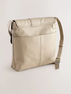 Next Leather Pocket Messenger Bag Stone Discount