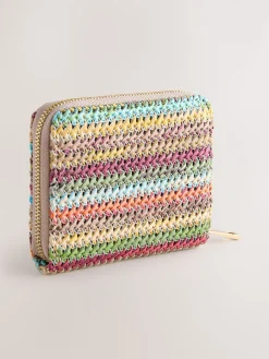 Next Stripe Raffia Effect Purse