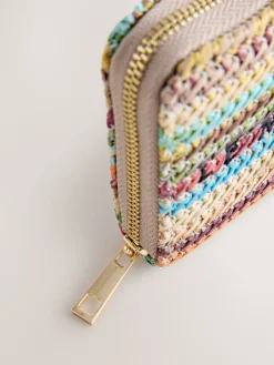 Next Stripe Raffia Effect Purse