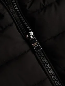 Superdry Black Fuji Faux Hood Mid Length Coat Best