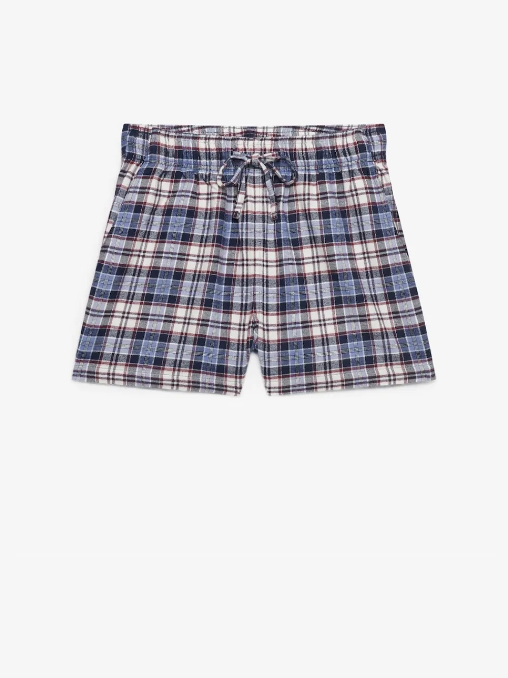 Superdry Blue Red Check Cotton Elastic Shorts Hot
