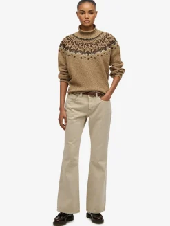 Superdry Fairisle Pattern High Neck Jumper Brown Sale