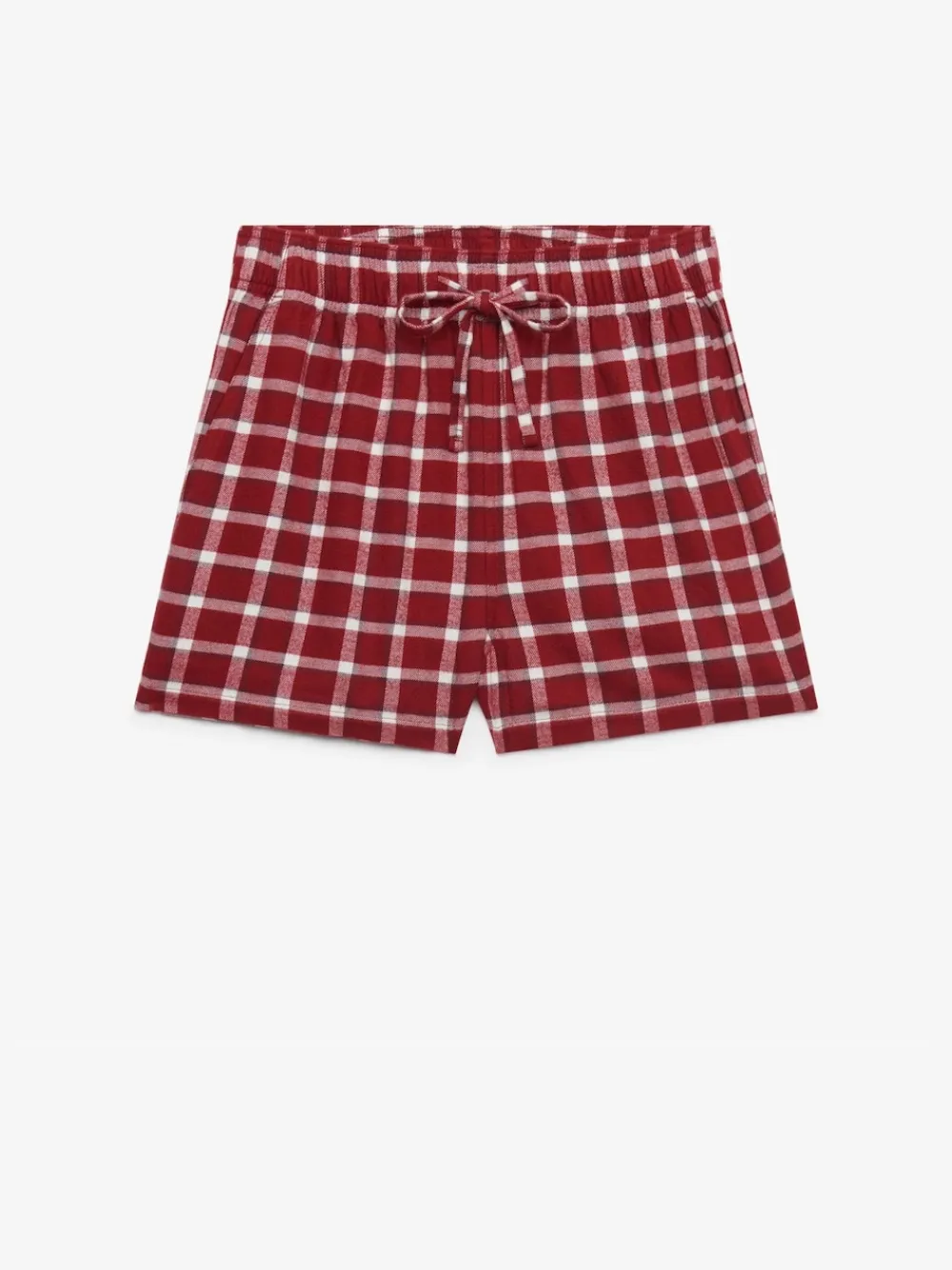 Superdry Burgundy Red Check Cotton Elastic Shorts Sale