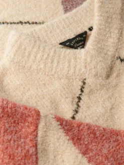 Superdry Cream Oversized Argyle V-Neck Jumper