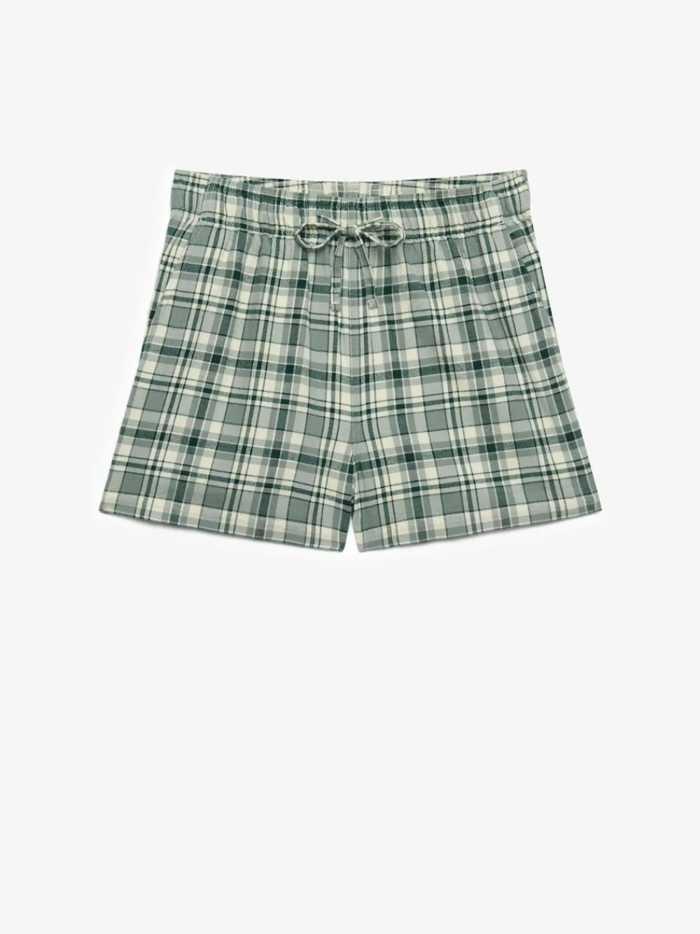Superdry Green Check Cotton Elastic Shorts Clearance