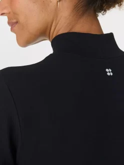 Sweaty Betty Black Modal High Neck Base Layer Top Hot