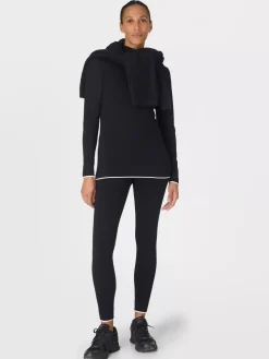 Sweaty Betty Black Modal High Neck Base Layer Top Hot