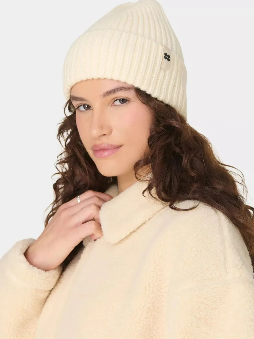 Sweaty Betty Soft Cloud Knitted Beanie Hat White Hot