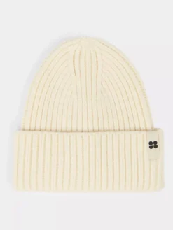 Sweaty Betty Soft Cloud Knitted Beanie Hat White Hot