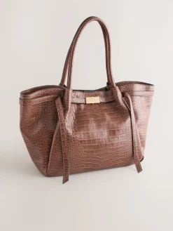 Next Tan Brown Belted Croc Shoulder Bag