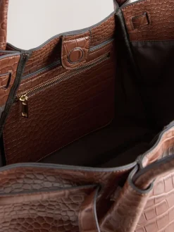 Next Tan Brown Belted Croc Shoulder Bag