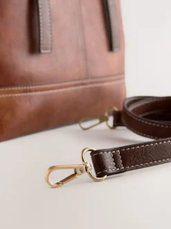 Next Buckle Hand Held Bag Tan Brown New