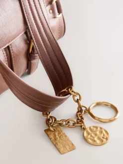 Next Charm Buckle Hand Held Bag Tan Brown Sale