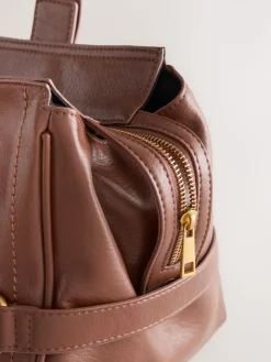 Next Charm Buckle Hand Held Bag Tan Brown Sale