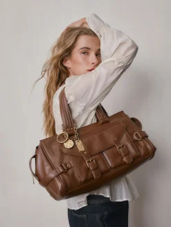 Next Charm Buckle Hand Held Bag Tan Brown Sale