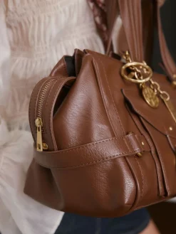 Next Charm Buckle Hand Held Bag Tan Brown Sale