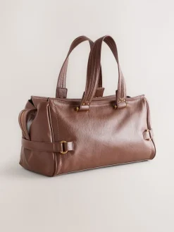 Next Charm Buckle Hand Held Bag Tan Brown Sale