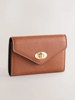 Next Tan Brown Envelope Lock Purse Clearance