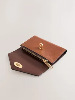 Next Tan Brown Envelope Lock Purse Clearance