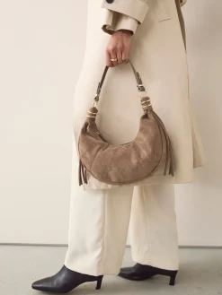 Next Tan Brown Faux Suede Sling Shoulder Bag Discount