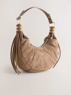 Next Tan Brown Faux Suede Sling Shoulder Bag Discount