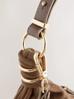 Next Tan Brown Faux Suede Sling Shoulder Bag Discount