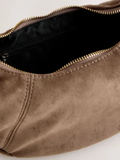 Next Tan Brown Faux Suede Sling Shoulder Bag Discount