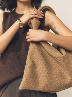 Next Tan Brown Faux Suede Weave Shoulder Bag