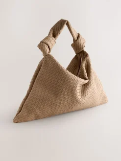 Next Tan Brown Faux Suede Weave Shoulder Bag