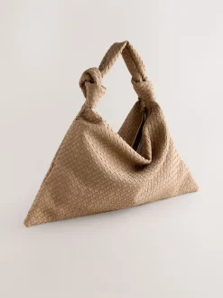 Next Tan Brown Faux Suede Weave Shoulder Bag