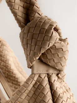 Next Tan Brown Faux Suede Weave Shoulder Bag