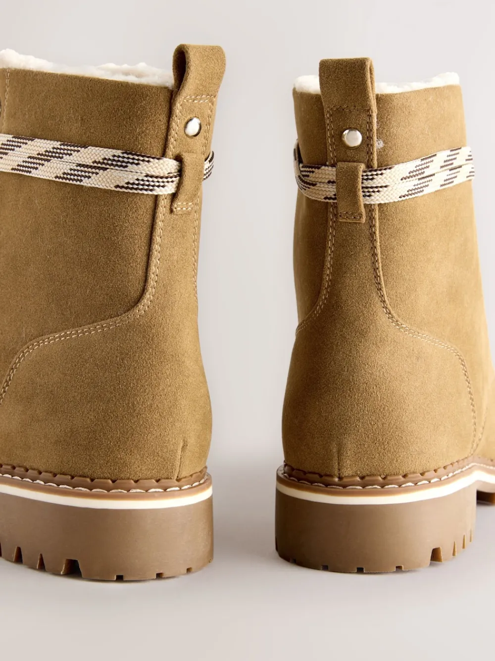 Next Tan Brown Forever Comfort® Faux Fur Lined Lace-Up Boots Clearance