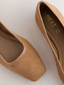 Next Tan Brown Forever Comfort® Leather Square Toe Ballerina Shoes Online