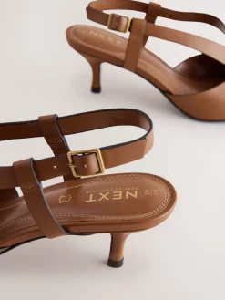 Next Forever Comfort® Leather Weave Point Toe Slingback Heels Tan Brown Discount